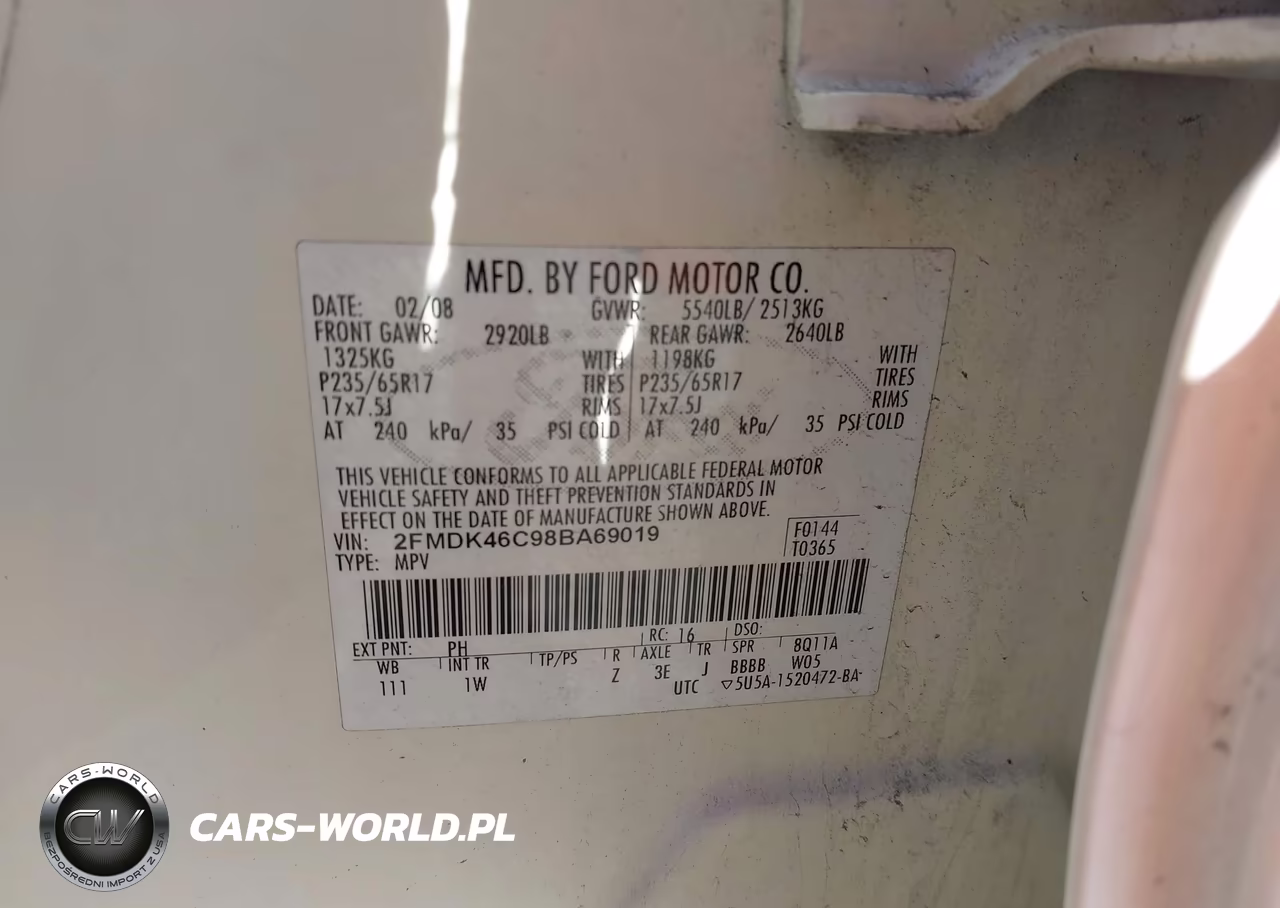 2008 Ford Edge Se VIN:2FMDK46C98BA69019 - 9