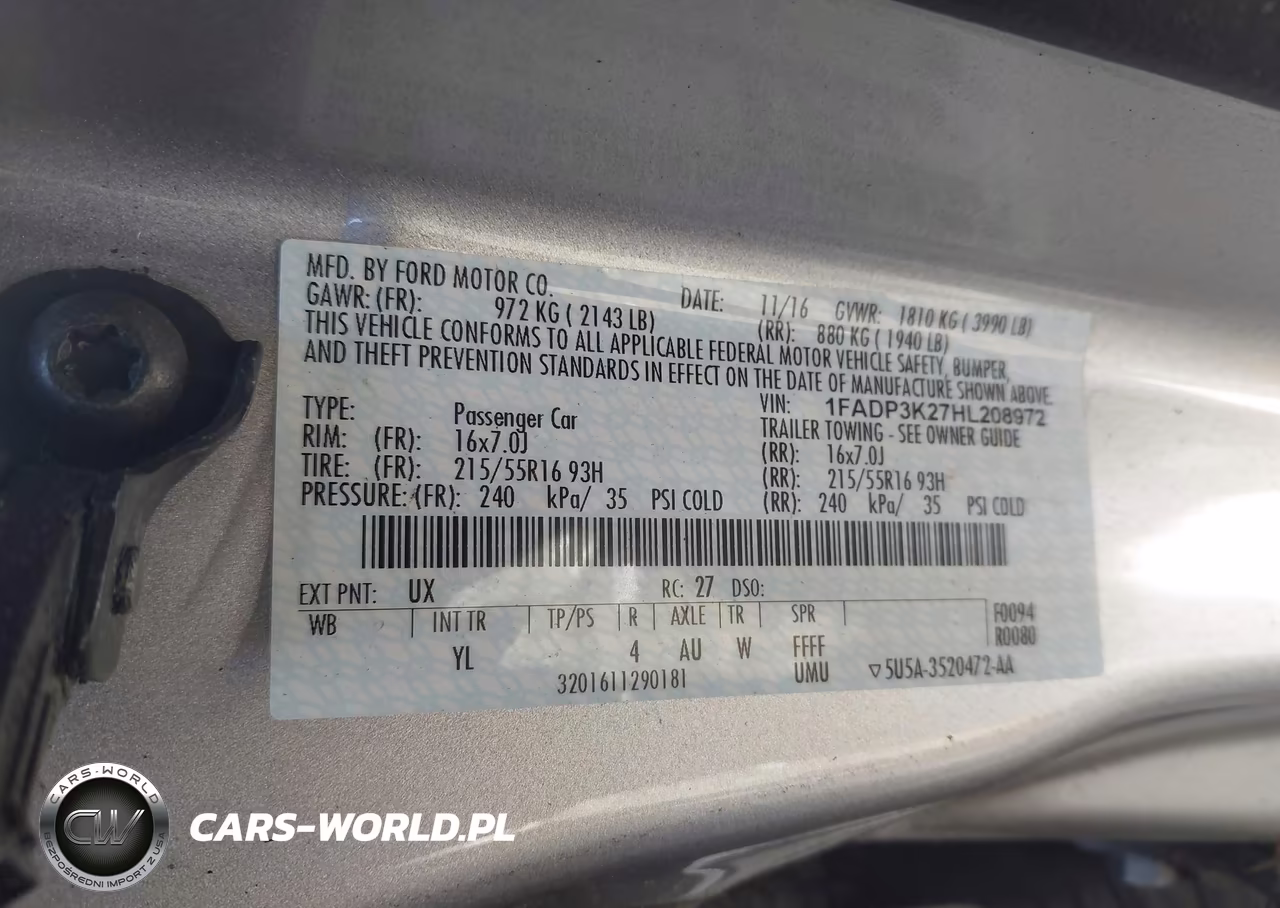 2017 Ford Focus Se VIN:1FADP3K27HL208972 - 9