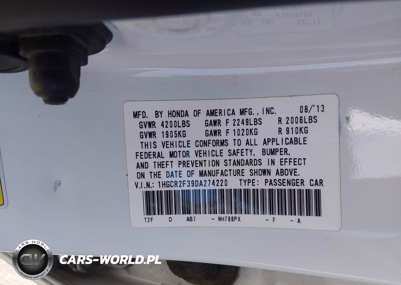 2013 Honda Accord Lx VIN:1HGCR2F39DA274220 - 9