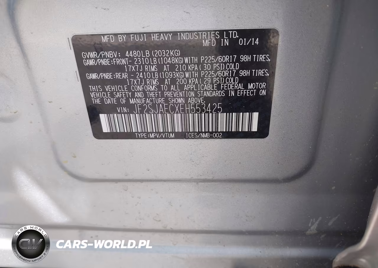 2014 Subaru Forester 2.5I Premium VIN:JF2SJAECXEH553425 - 9