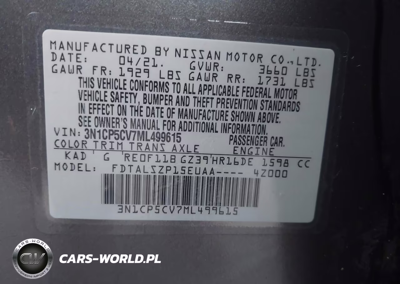 2021 Nissan Kicks Sv Xtronic Cvt VIN:3N1CP5CV7ML499615 - 9