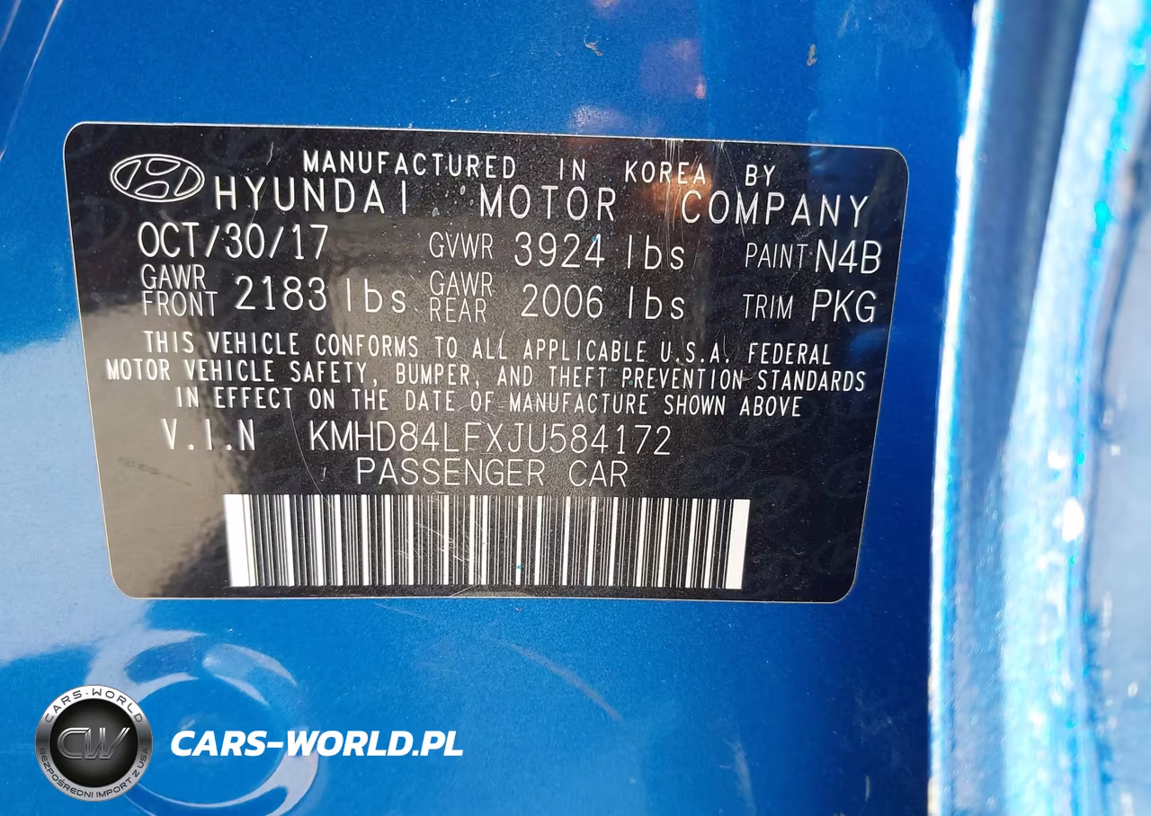 2018 Hyundai Elantra Limited VIN:KMHD84LFXJU584172 - 9