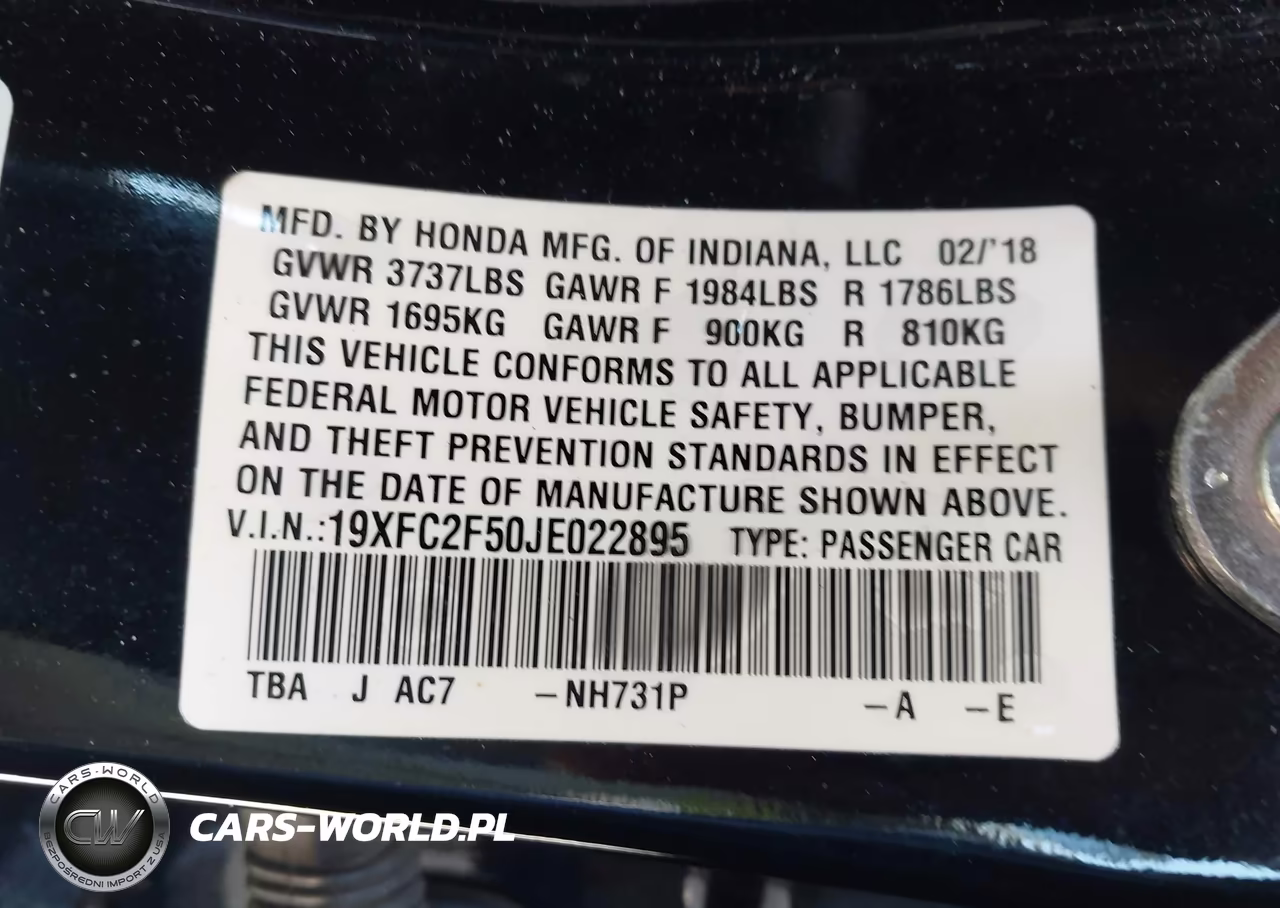 2018 Honda Civic Lx VIN:19XFC2F50JE022895 - 9
