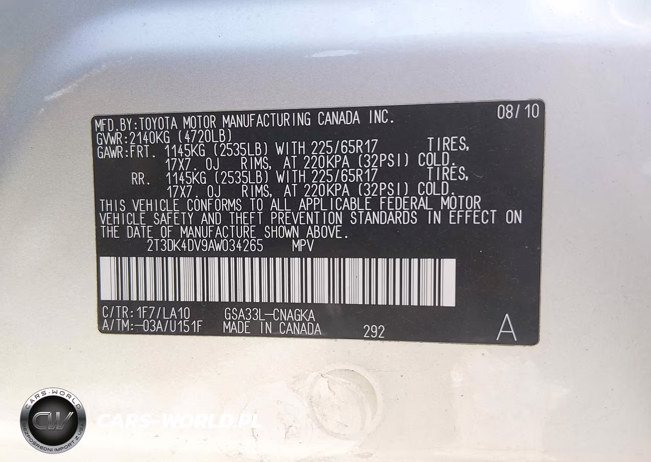 2010 Toyota Rav4 Limited V6 VIN:2T3DK4DV9AW034265 - 9