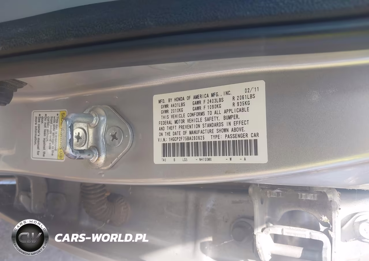 2011 Honda Accord 2.4 Ex VIN:1HGCP2F75BA090625 - 8