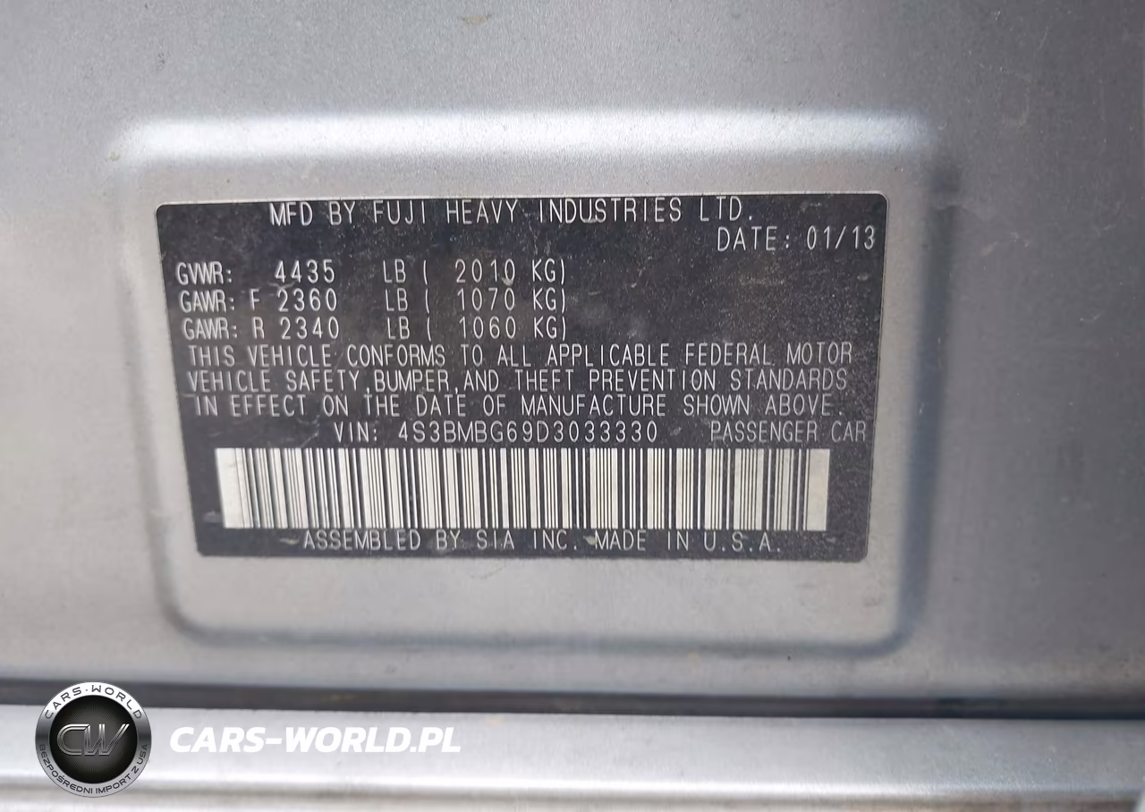 2013 Subaru Legacy 2.5 I Sport VIN:4S3BMBG69D3033330 - 9