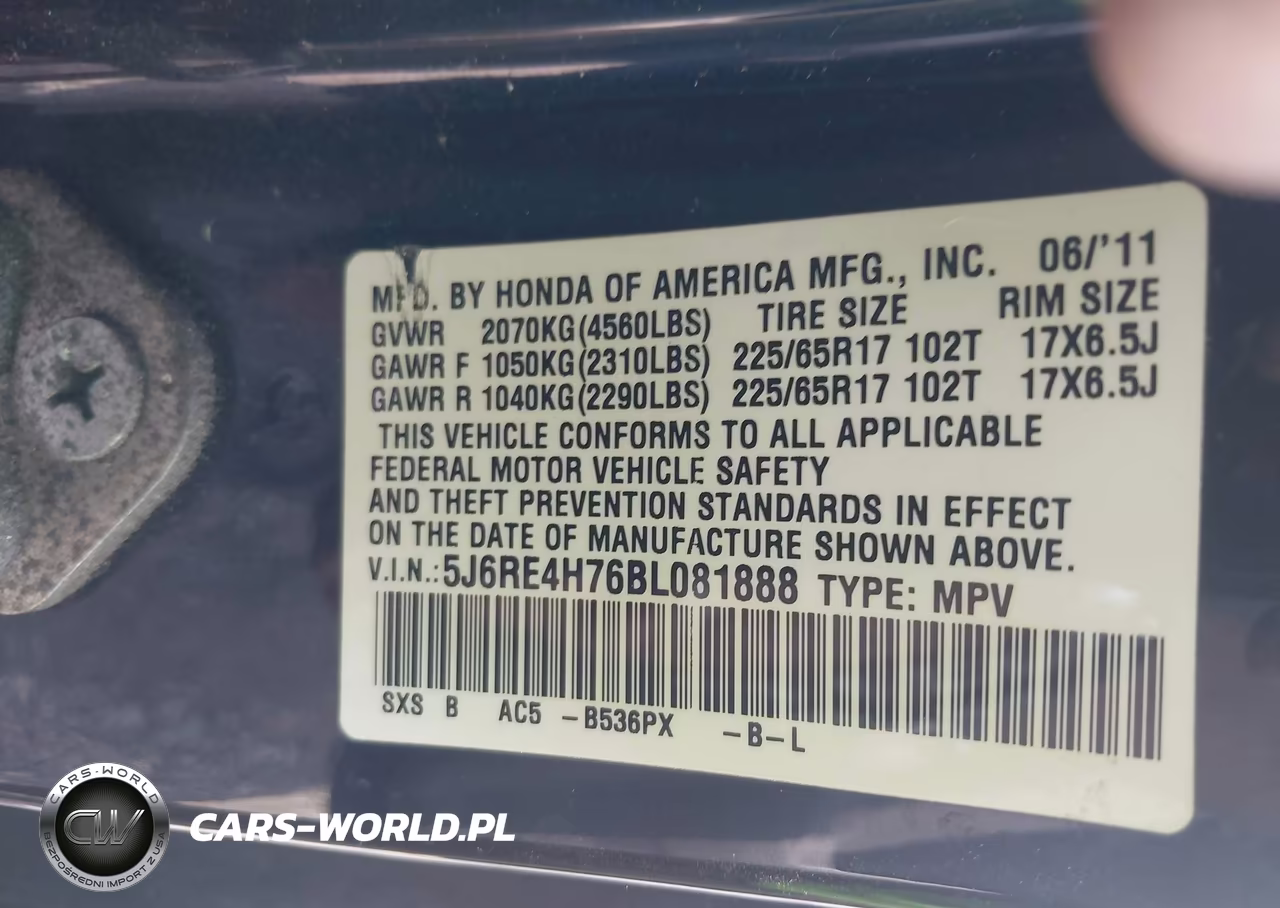 2011 Honda Cr-V Ex-L VIN:5J6RE4H76BL081888 - 9