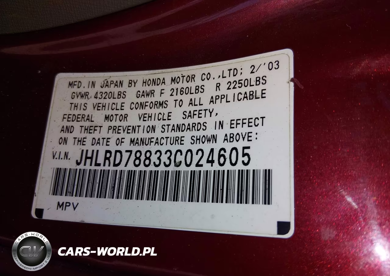 2003 Honda Cr-V Ex VIN:JHLRD78833C024605 - 9