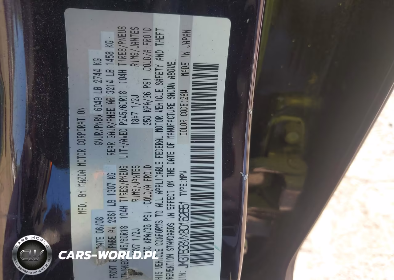 2008 Mazda Cx-9 Touring VIN:JM3TB38VX80162651 - 9