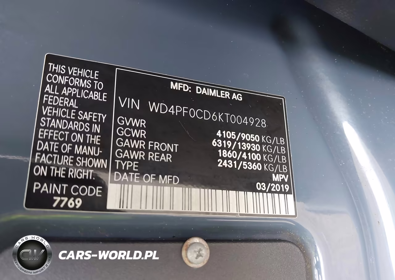 2019 Mercedes-Benz Sprinter 2500 High Roof V6 VIN:WD4PF0CD6KT004928 - 9