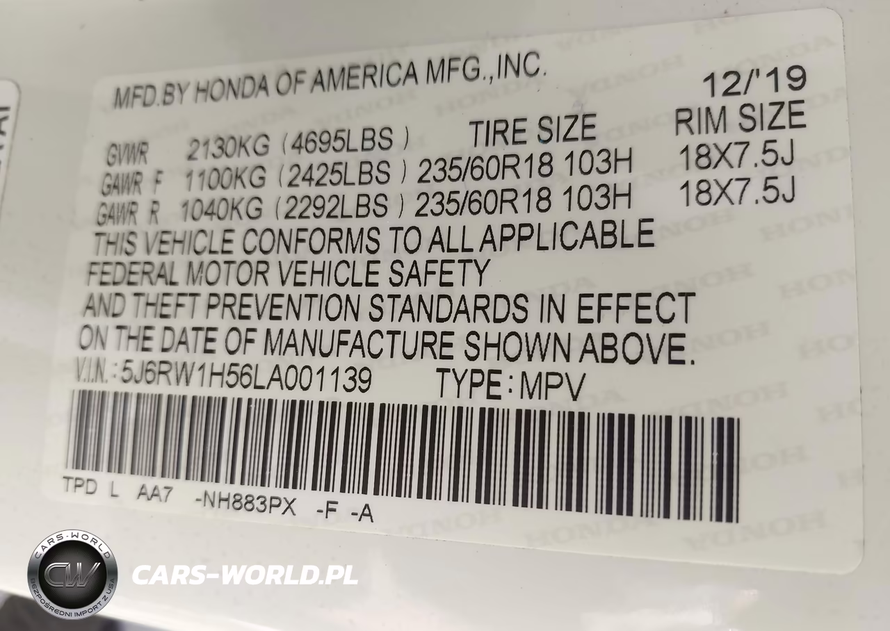 2020 Honda Cr-V 2Wd Ex VIN:5J6RW1H56LA001139 - 9