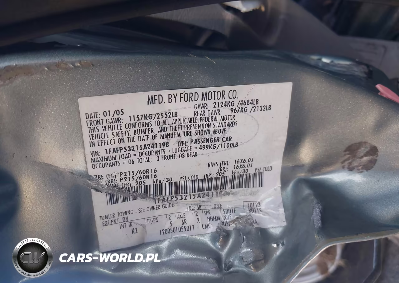 2005 Ford Taurus Se VIN:1FAFP53215A241198 - 9