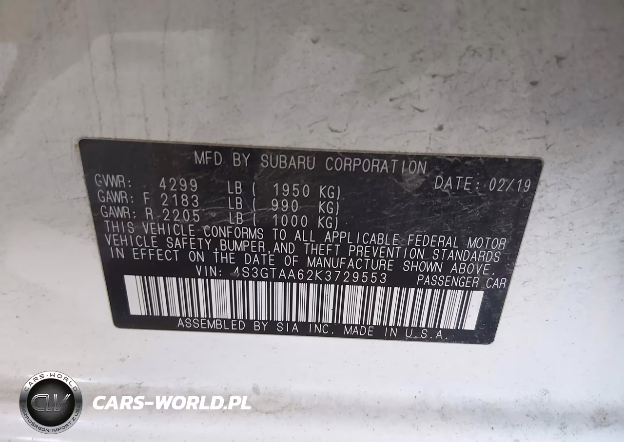 2019 Subaru Impreza 2.0I VIN:4S3GTAA62K3729553 - 9