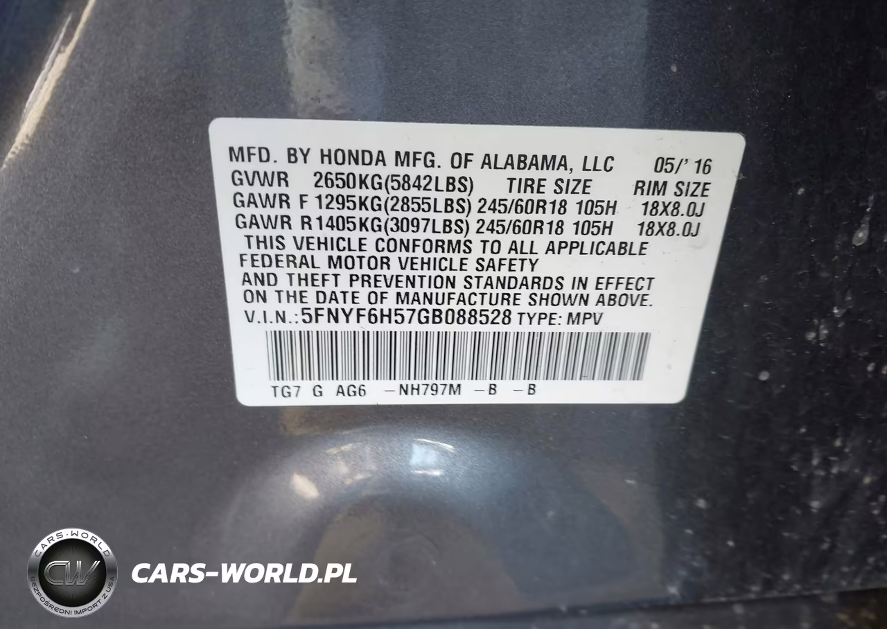 2016 Honda Pilot Ex-L VIN:5FNYF6H57GB088528 - 9