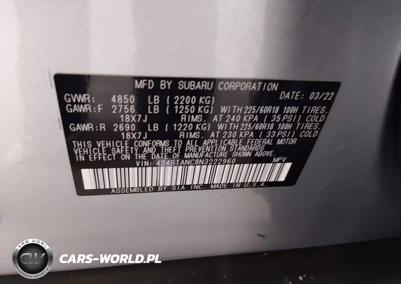 2022 Subaru Outback Limited VIN:4S4BTANC8N3222960 - 9