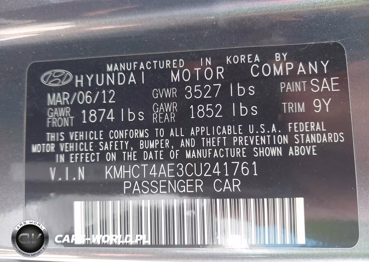 2012 Hyundai Accent Gls VIN:KMHCT4AE3CU241761 - 9