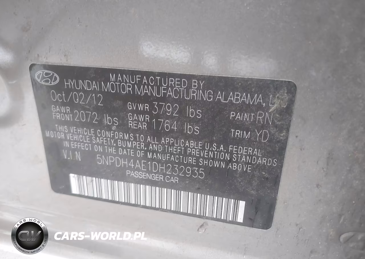 2013 Hyundai Elantra Limited VIN:5NPDH4AE1DH232935 - 9