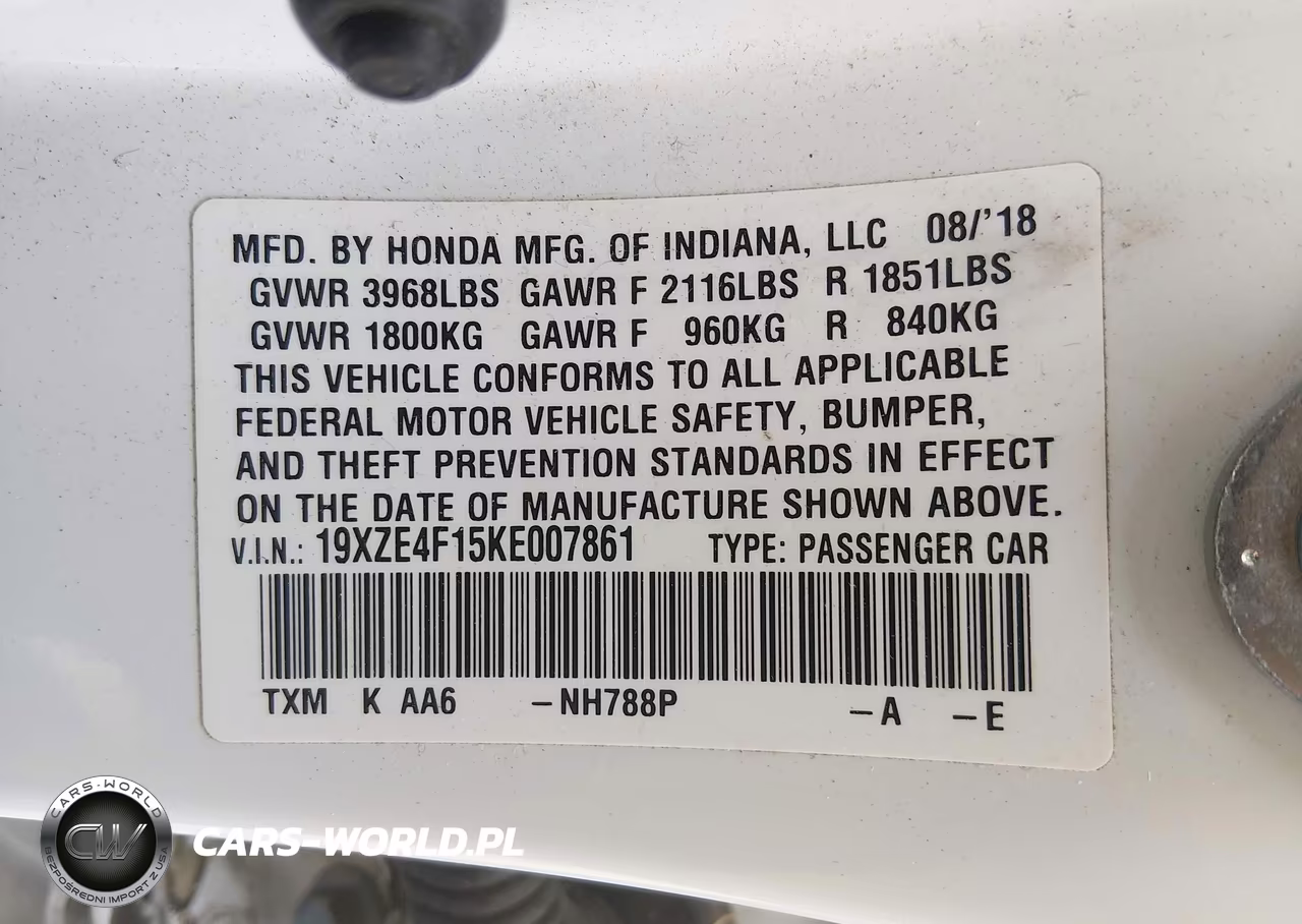 2019 Honda Insight Lx VIN:19XZE4F15KE007861 - 9