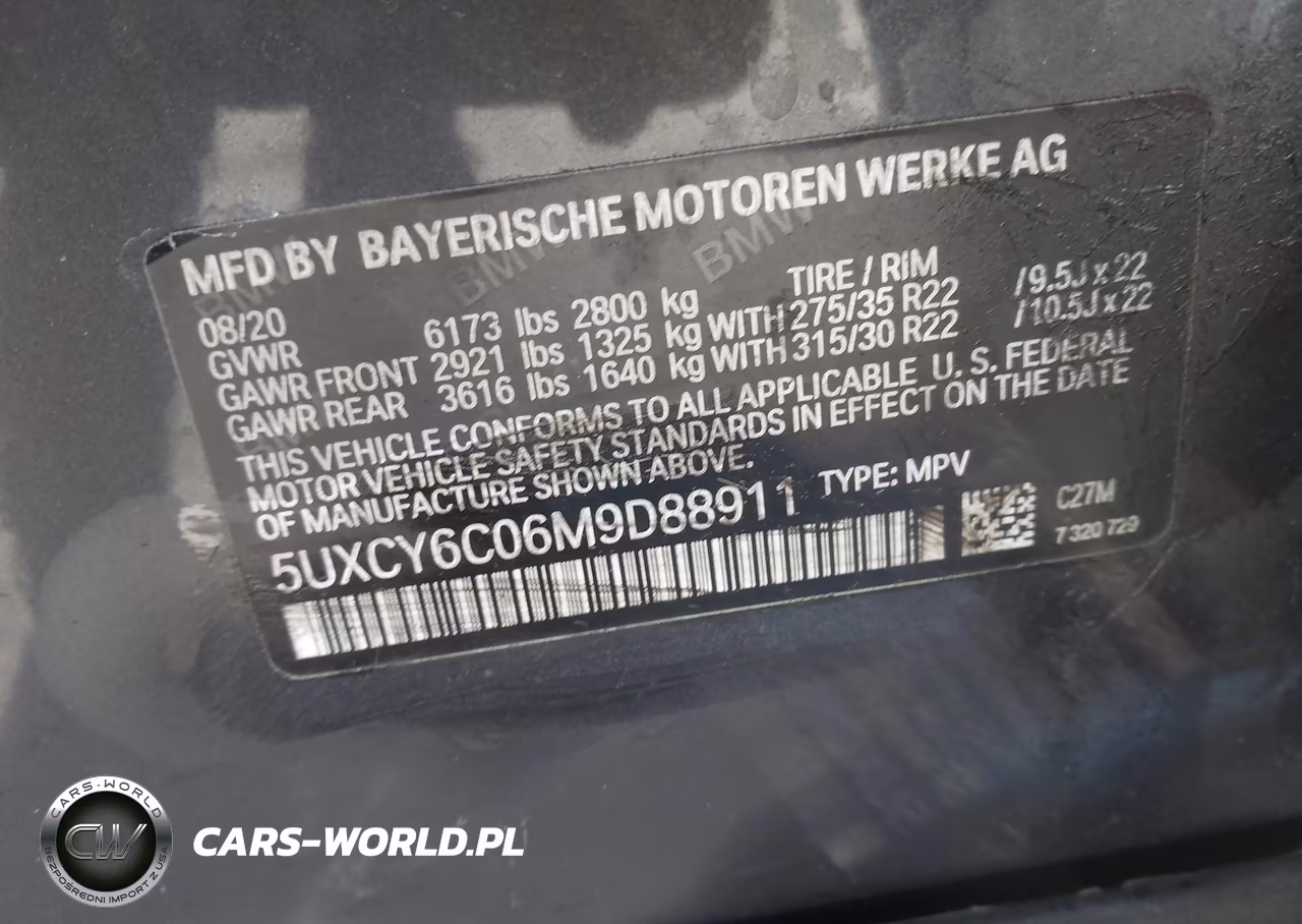 2021 BMW X6 xDrive40I VIN:5UXCY6C06M9D88911 - 9