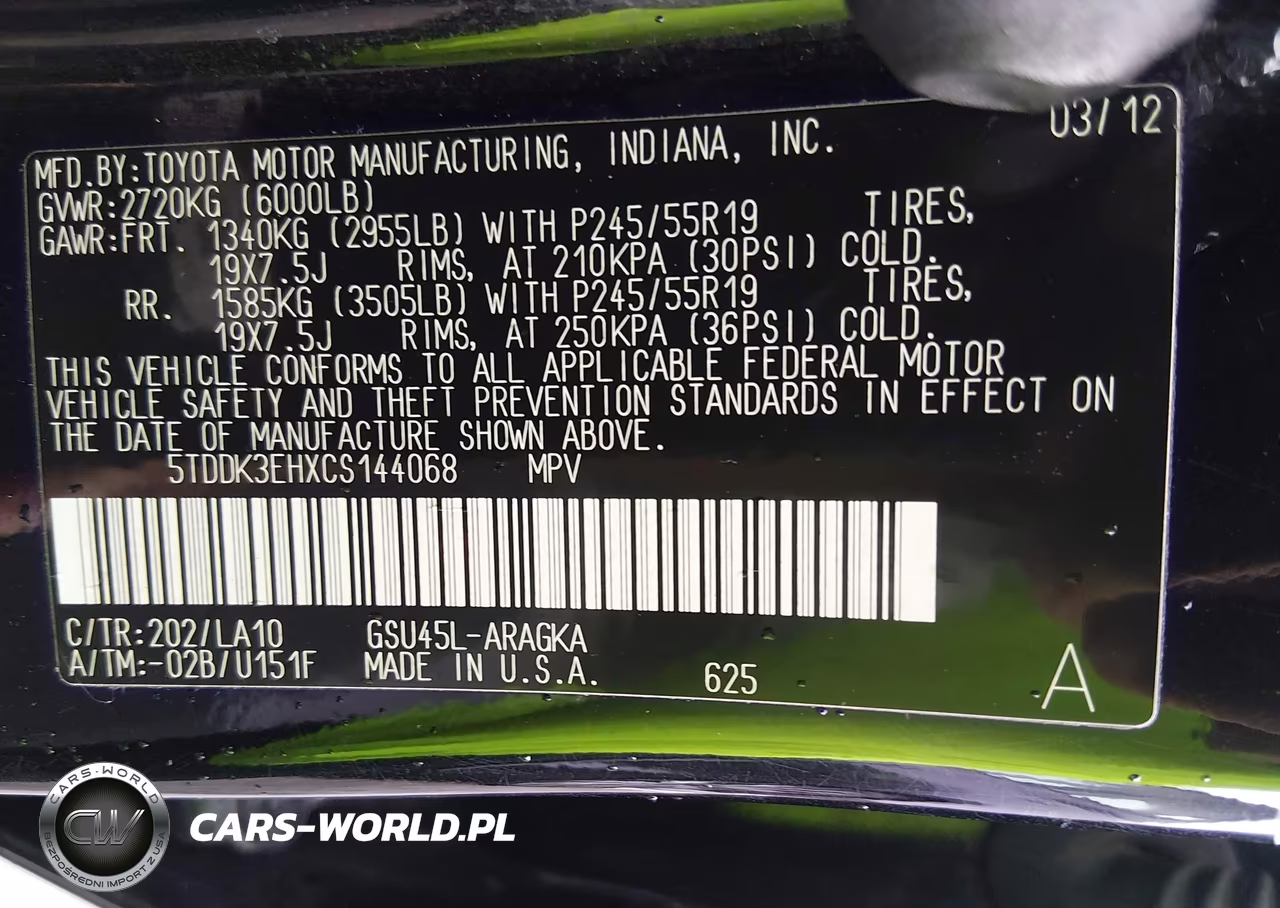 2012 Toyota Highlander Limited V6 VIN:5TDDK3EHXCS144068 - 9