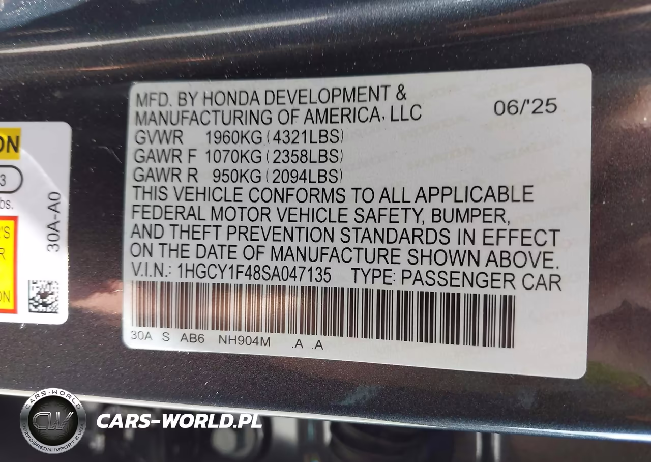 2025 Honda Accord Se VIN:1HGCY1F48SA047135 - 9