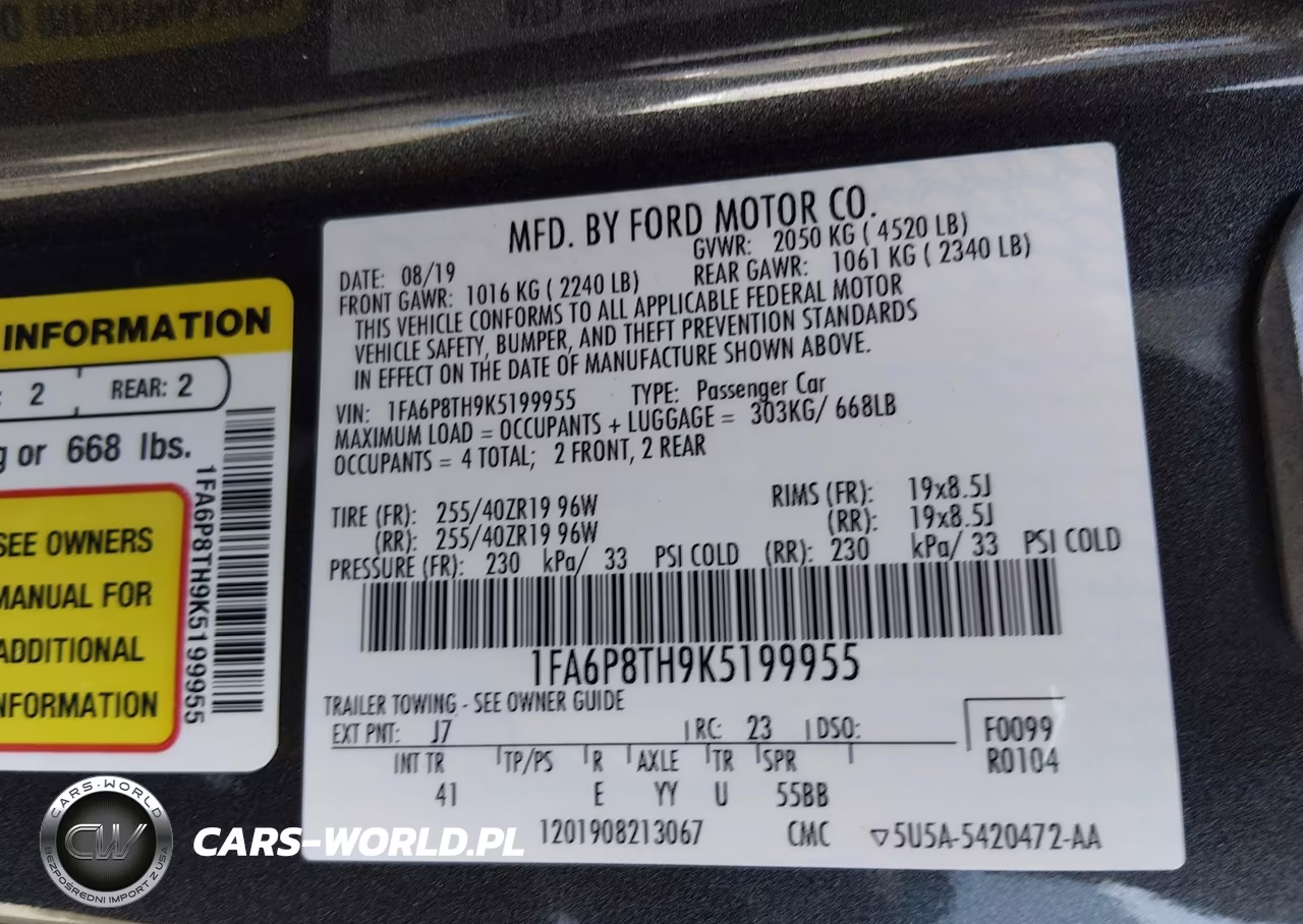 2019 Ford Mustang Ecoboost Premium VIN:1FA6P8TH9K5199955 - 9