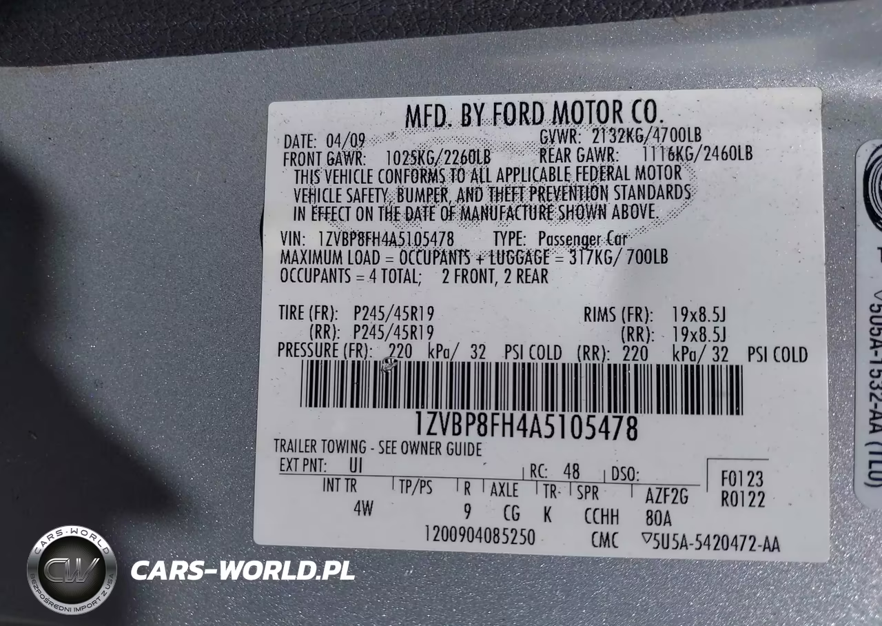 2010 Ford Mustang Gt Premium VIN:1ZVBP8FH4A5105478 - 9