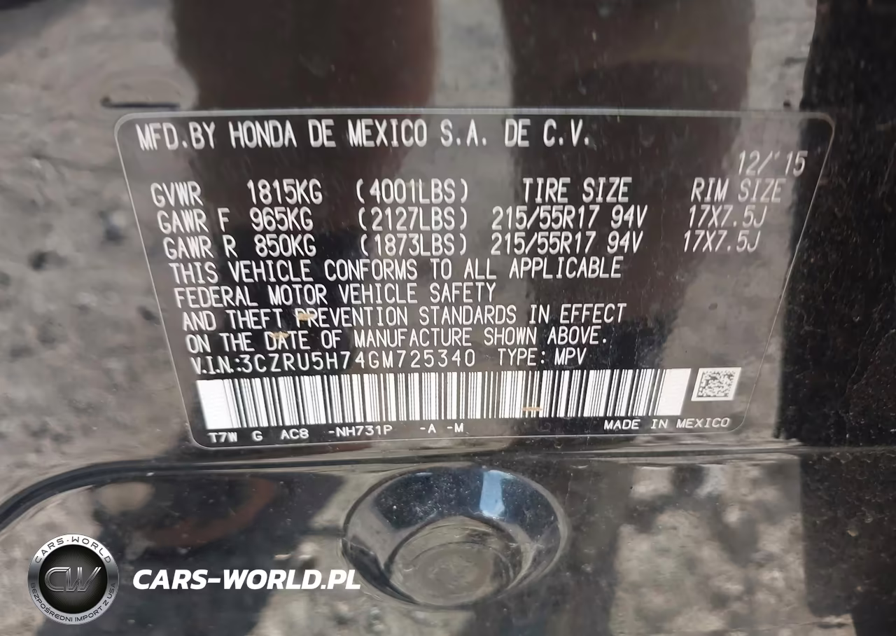 2016 Honda Hr-V Ex-L VIN:3CZRU5H74GM725340 - 9
