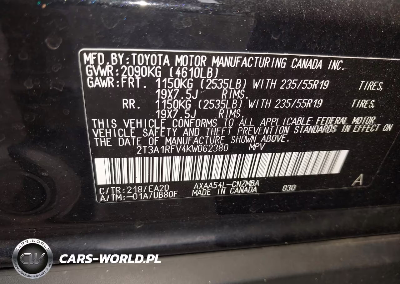 2019 Toyota Rav4 Xle Premium VIN:2T3A1RFV4KW062380 - 9