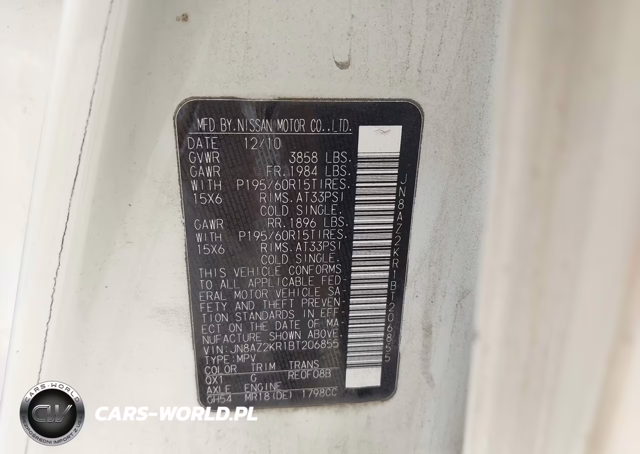 2011 Nissan Cube 1.8S VIN:JN8AZ2KR1BT206855 - 9