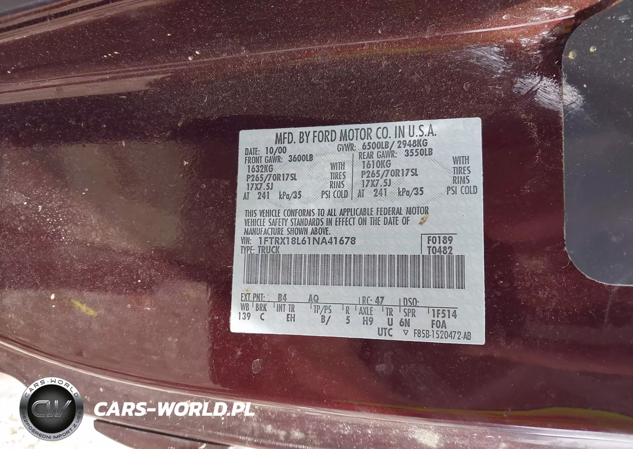 2001 Ford F-150 Lariat-Xl-Xlt VIN:1FTRX18L61NA41678 - 9