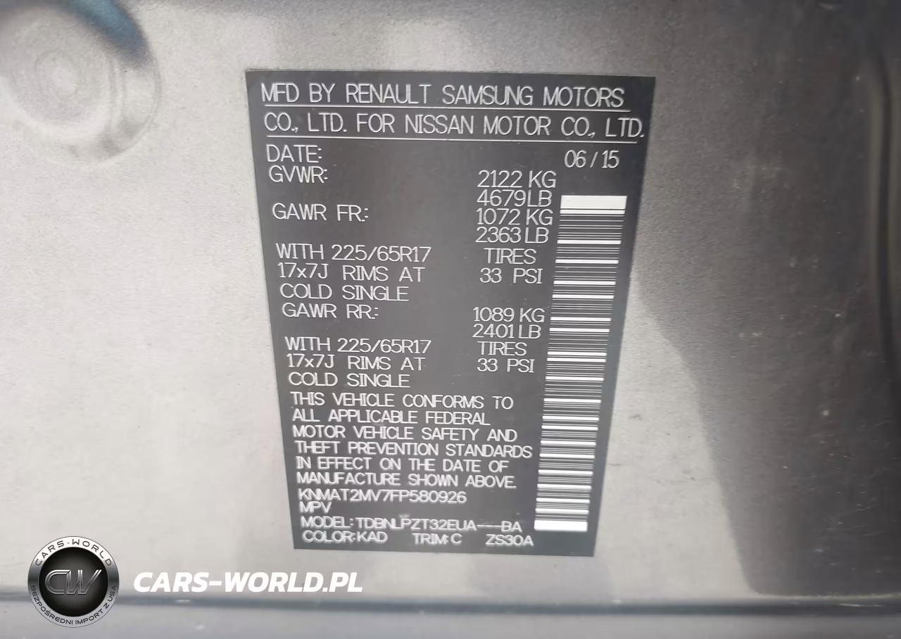 2015 Nissan Rogue S VIN:KNMAT2MV7FP580926 - 9