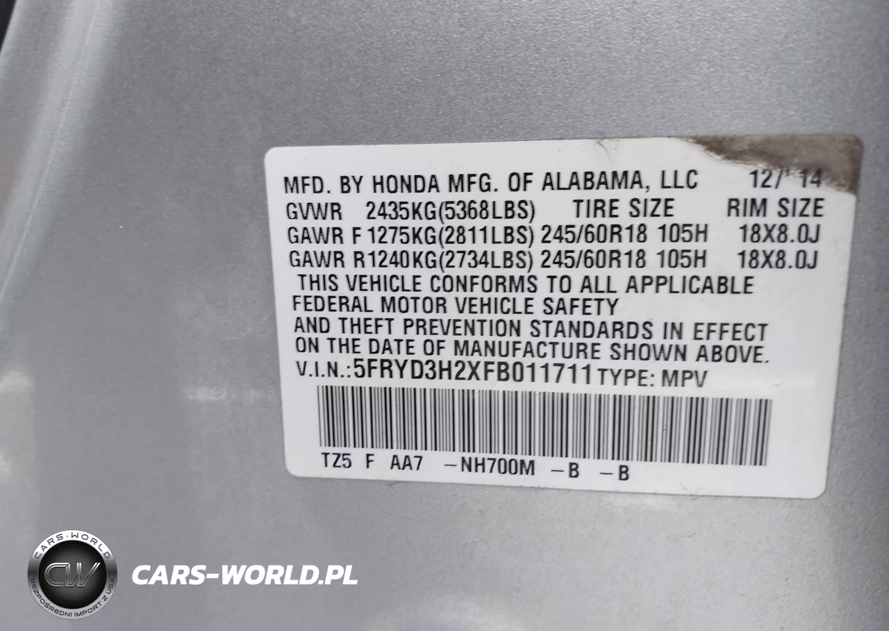 2015 Acura Mdx VIN:5FRYD3H2XFB011711 - 9