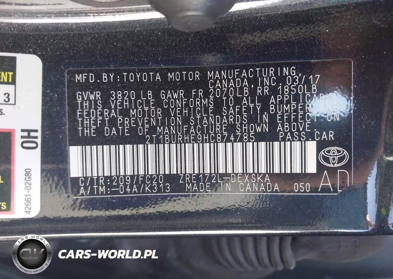 2017 Toyota Corolla Se VIN:2T1BURHE9HC874785 - 9