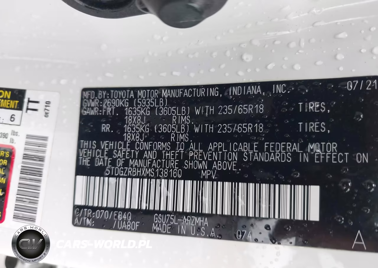 2021 Toyota Highlander Xle VIN:5TDGZRBHXMS138160 - 9