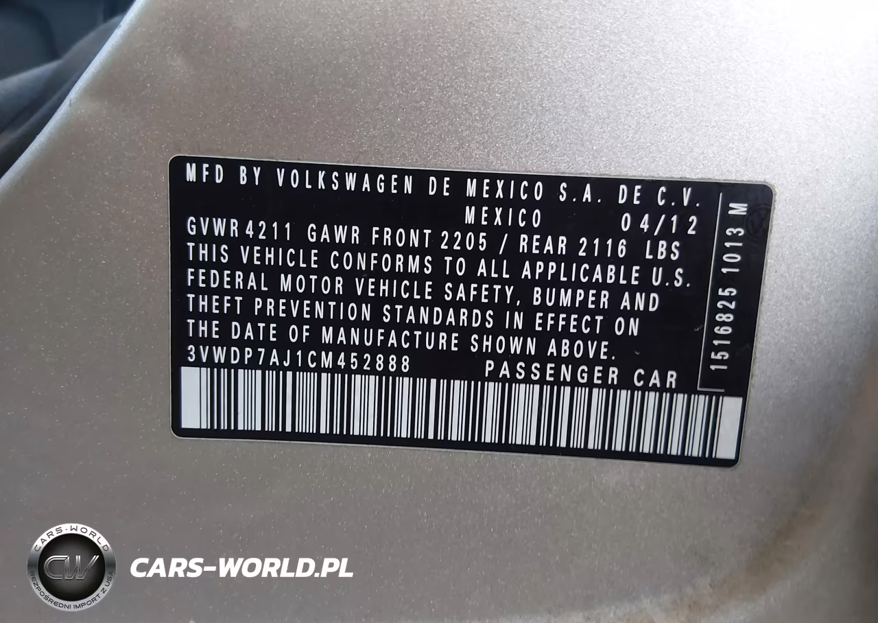 2012 Volkswagen Jetta 2.5L Se VIN:3VWDP7AJ1CM452888 - 9