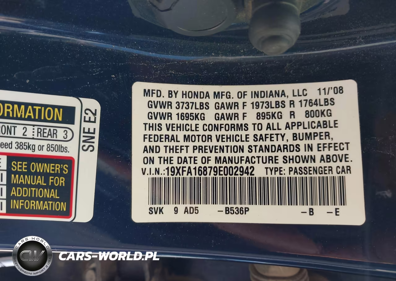 2009 Honda Civic Ex VIN:19XFA16879E002942 - 9