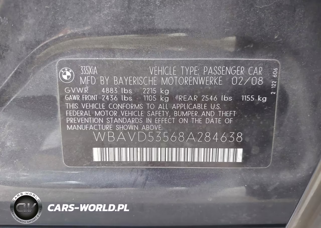2008 BMW 335Xi VIN:WBAVD53568A284638 - 9