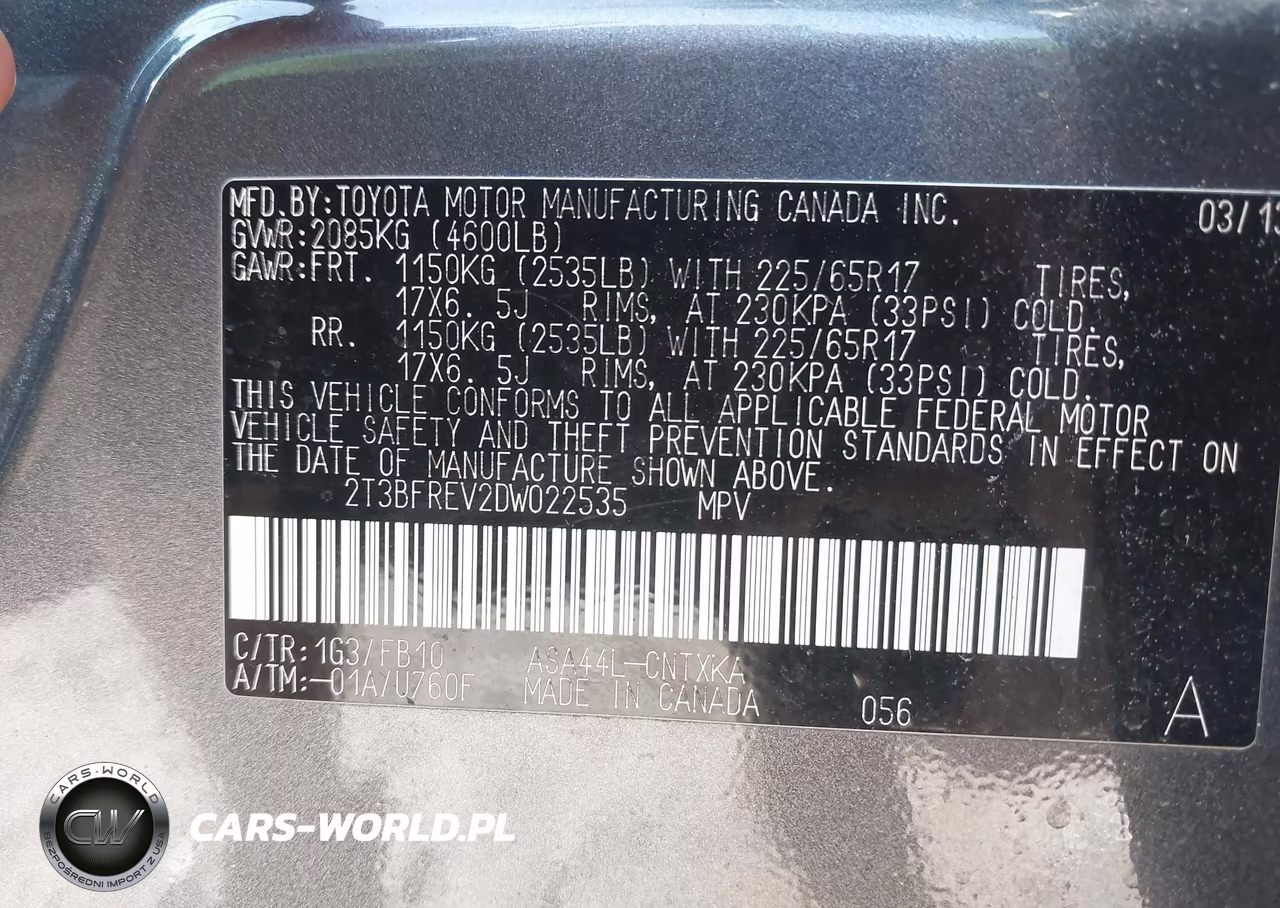 2013 Toyota Rav4 Le VIN:2T3BFREV2DW022535 - 9