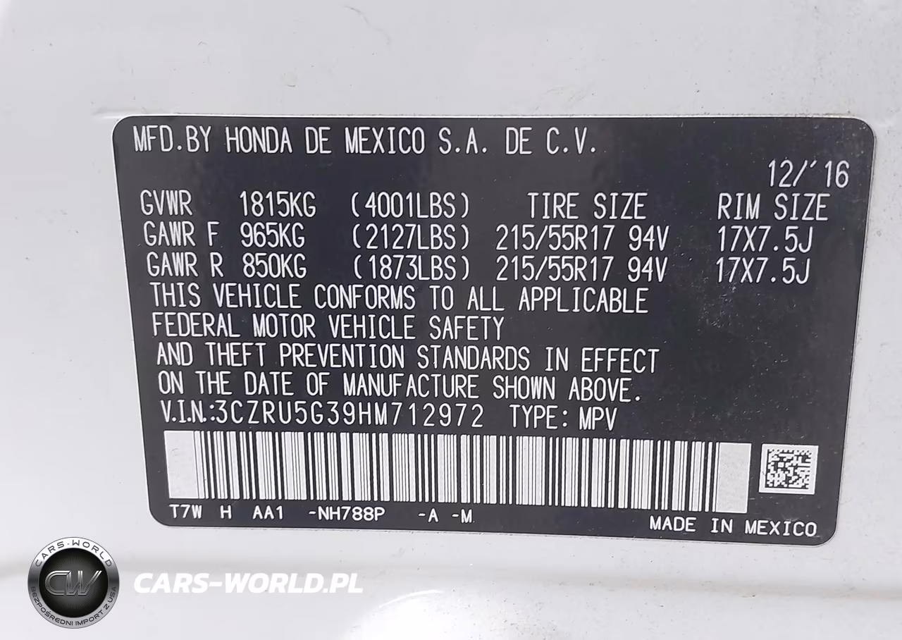 2017 Honda Hr-V Lx VIN:3CZRU5G39HM712972 - 9