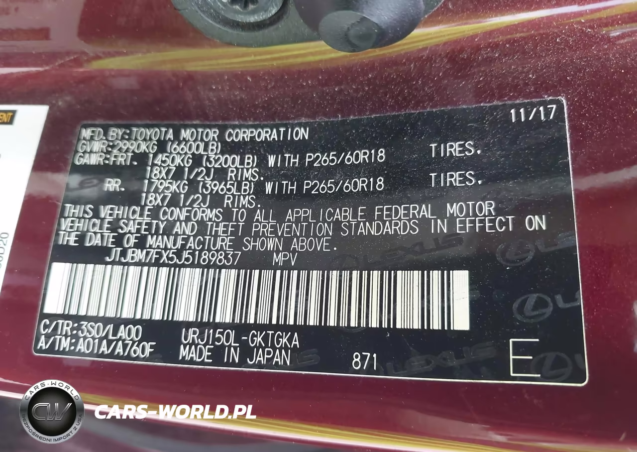 2018 Lexus Gx 460 VIN:JTJBM7FX5J5189837 - 9