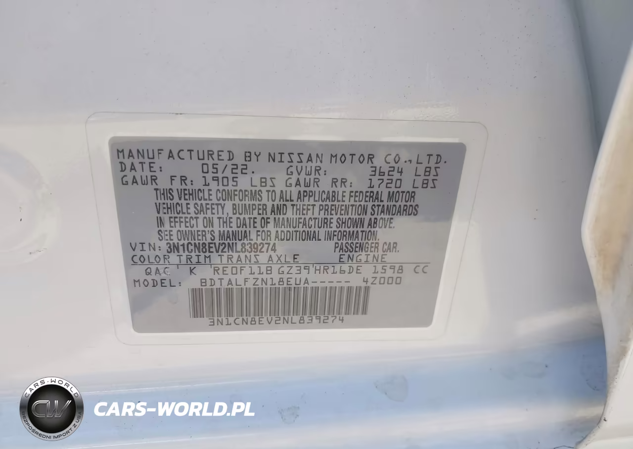 2022 Nissan Versa 1.6 Sv Xtronic Cvt VIN:3N1CN8EV2NL839274 - 9
