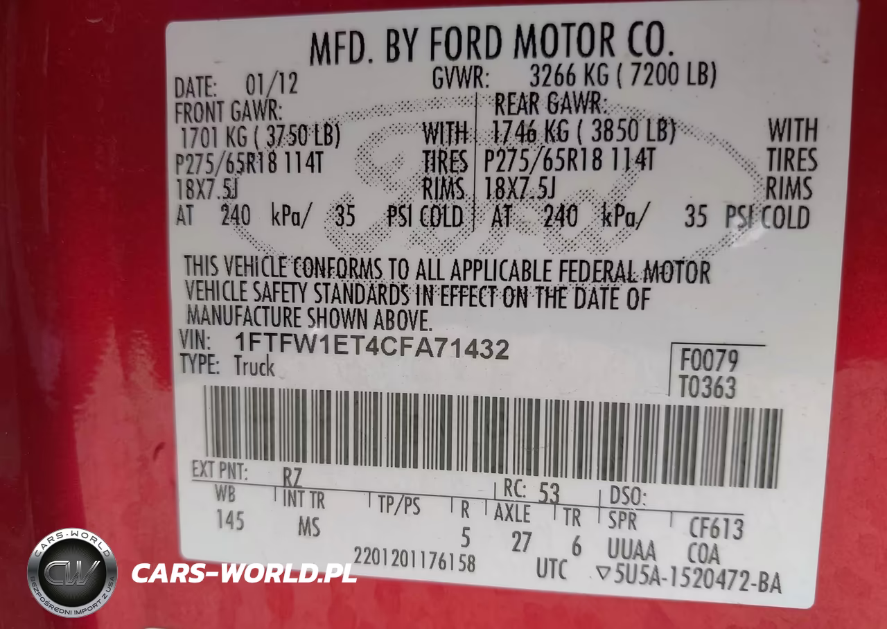 2012 Ford F-150 Xlt VIN:1FTFW1ET4CFA71432 - 9