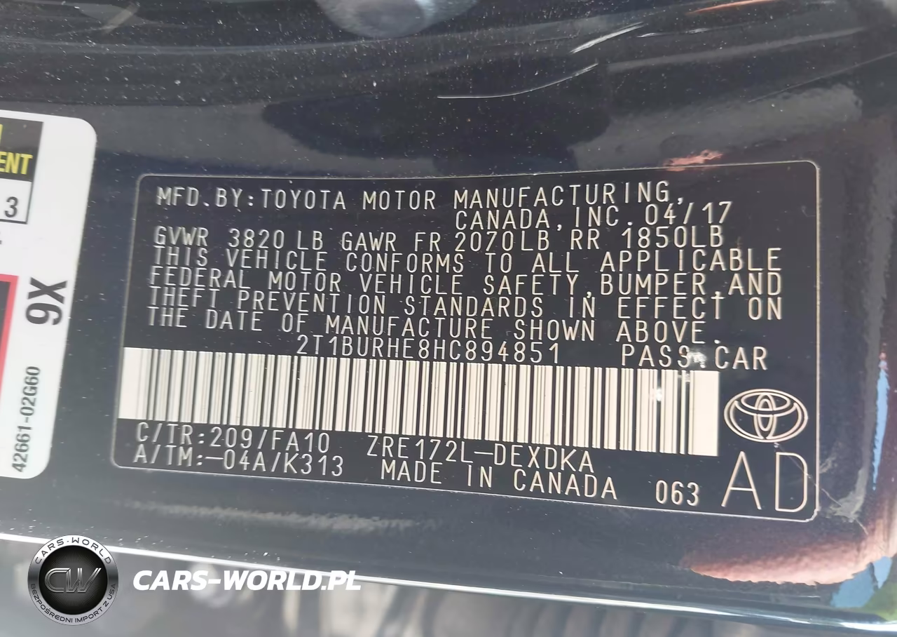 2017 Toyota Corolla L VIN:2T1BURHE8HC894851 - 9