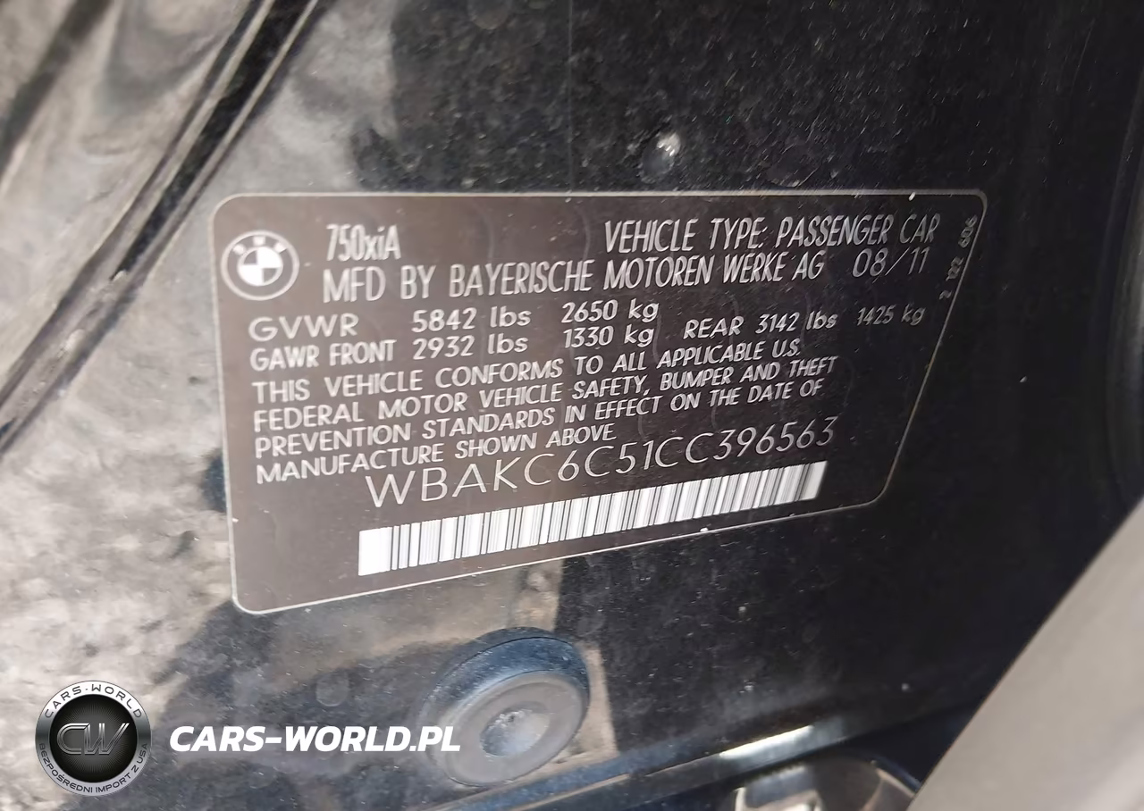 2012 BMW 750I xDrive VIN:WBAKC6C51CC396563 - 9