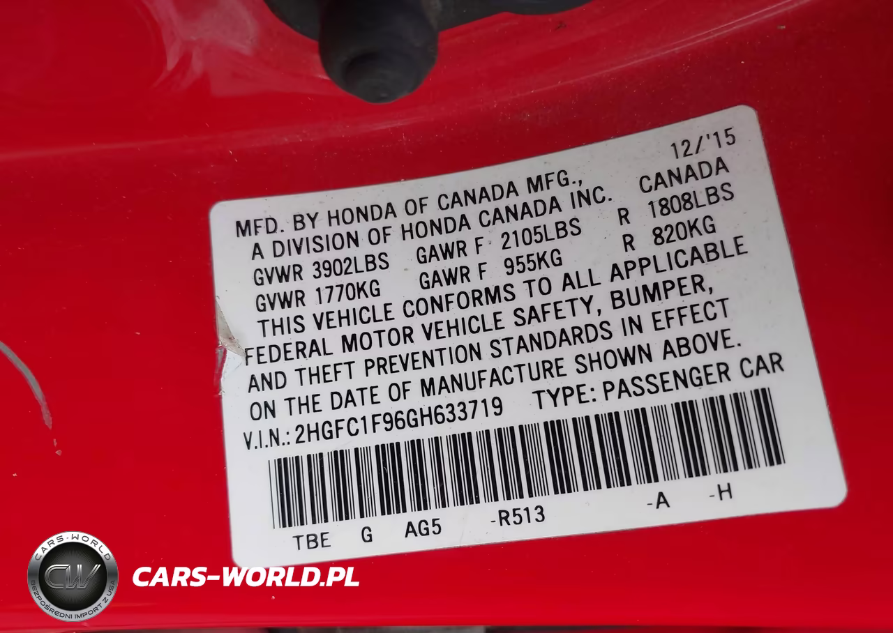 2016 Honda Civic Touring VIN:2HGFC1F96GH633719 - 9