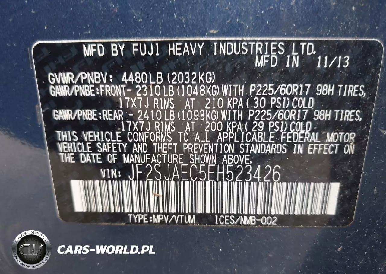 2014 Subaru Forester 2.5I Premium VIN:JF2SJAEC5EH523426 - 9