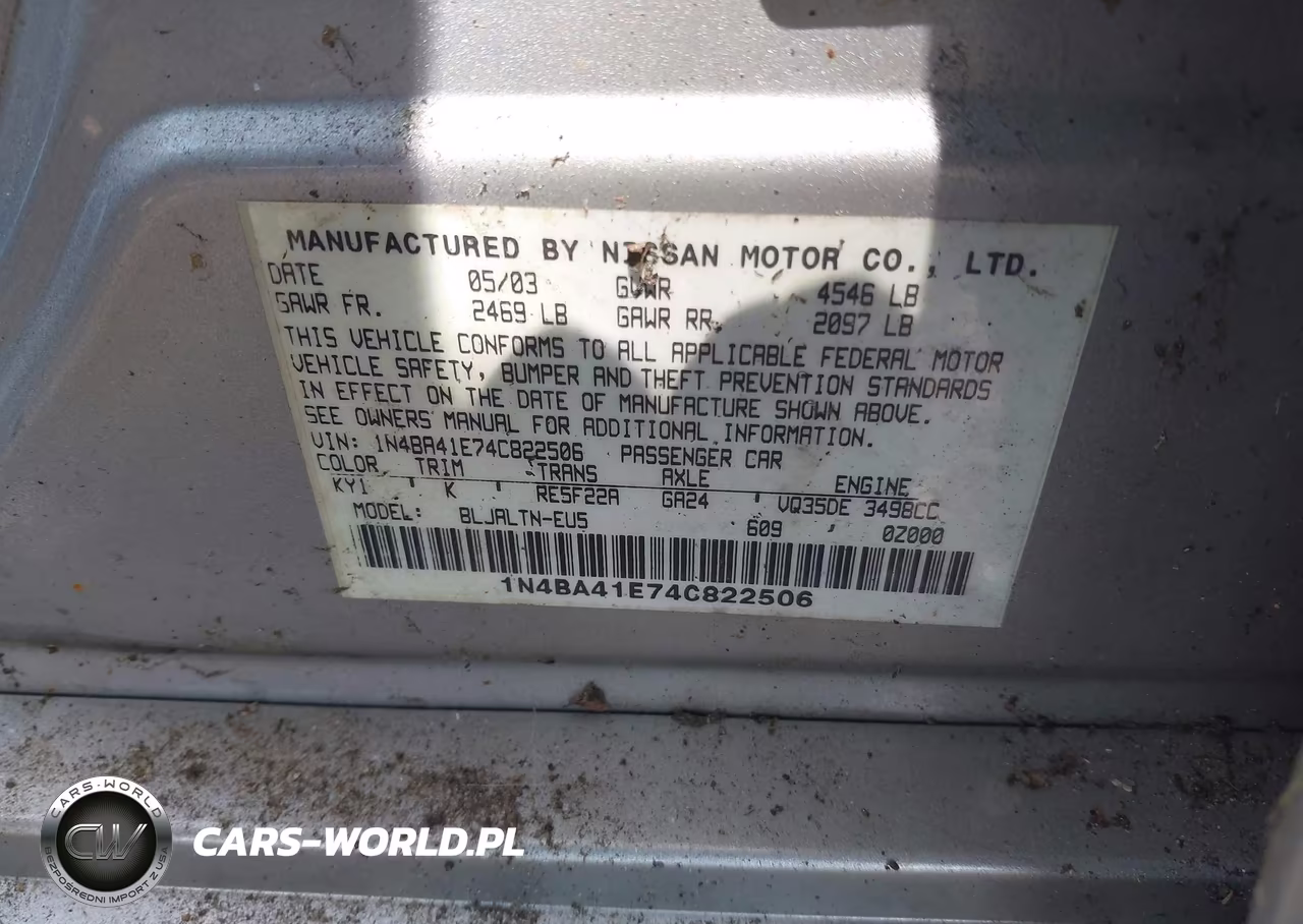 2004 Nissan Maxima 3.5 Se VIN:1N4BA41E74C822506 - 9