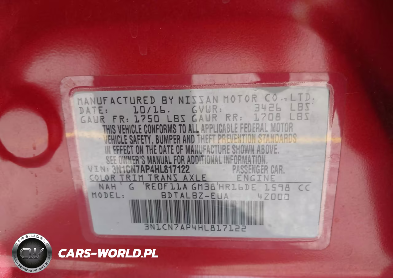 2017 Nissan Versa 1.6 Sv VIN:3N1CN7AP4HL817122 - 9
