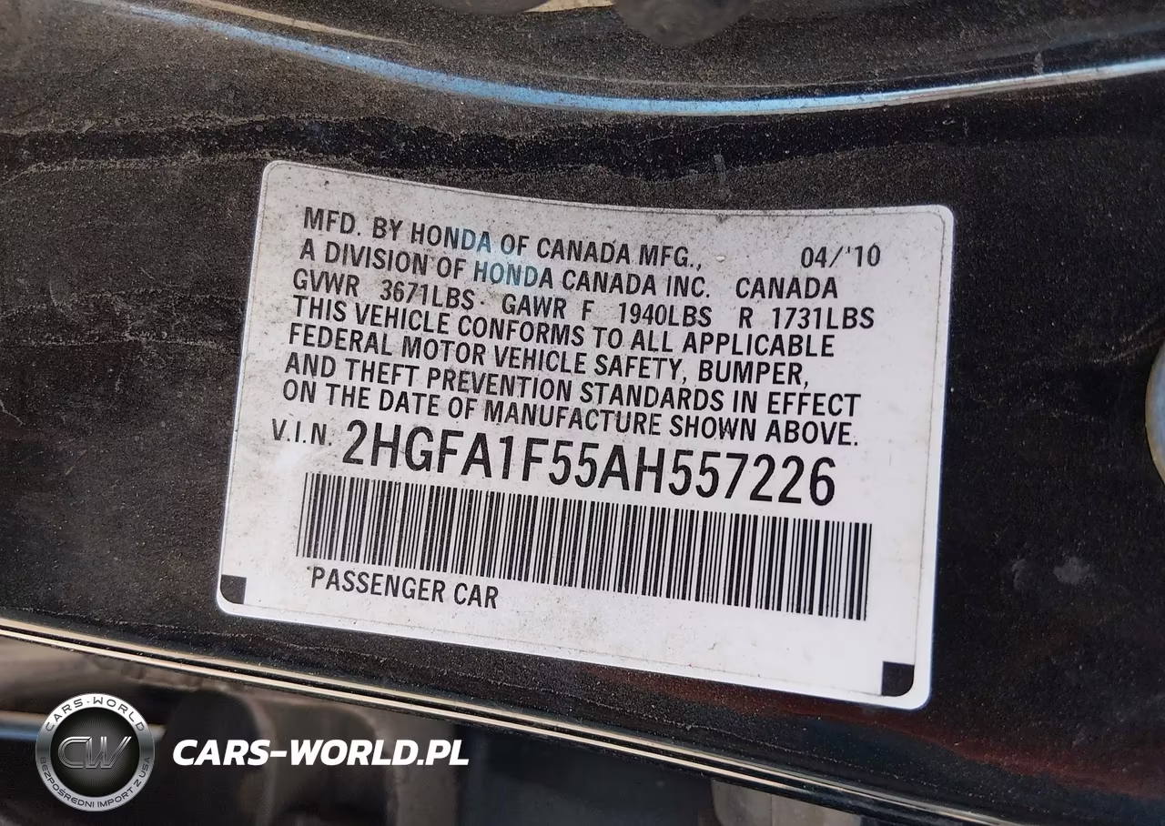 2010 Honda Civic Lx VIN:2HGFA1F55AH557226 - 9